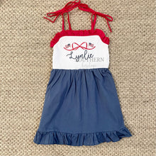 Load image into Gallery viewer, Bow with Flags Ruffle Tie Dress
