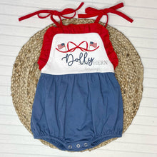 Load image into Gallery viewer, Bow with Flags Ruffle Tie Sunsuit
