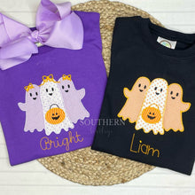 Load image into Gallery viewer, Girl Ghost Trio with Bows and Pumpkin Bucket
