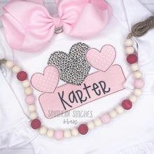 Load image into Gallery viewer, Leopard Heart Trio w/Name Frame Ruffle Shirt
