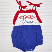 Load image into Gallery viewer, Bow with Flags Ruffle Tie Sunsuit
