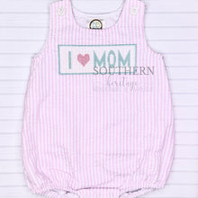 Load image into Gallery viewer, Faux Smock I Love Mom Seersucker/Gingham Bubble
