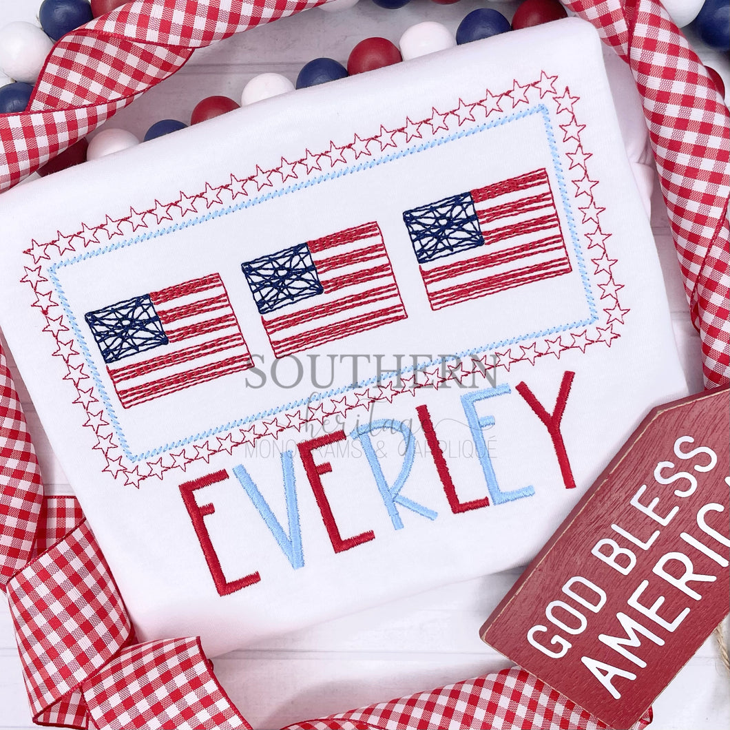 Patriotic Scribble Flags with Star Border
