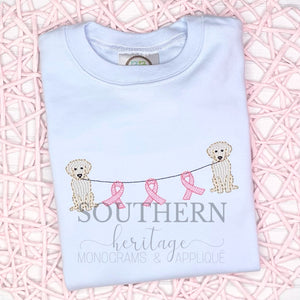 Breast Cancer Awareness Puppy Dog Ribbon Banner Shirt