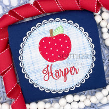 Load image into Gallery viewer, Back To School Girls Personalized Scallop Apple Circle
