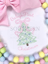 Load image into Gallery viewer, Baby’s First Gingham Christmas Tree with Bow Shirt
