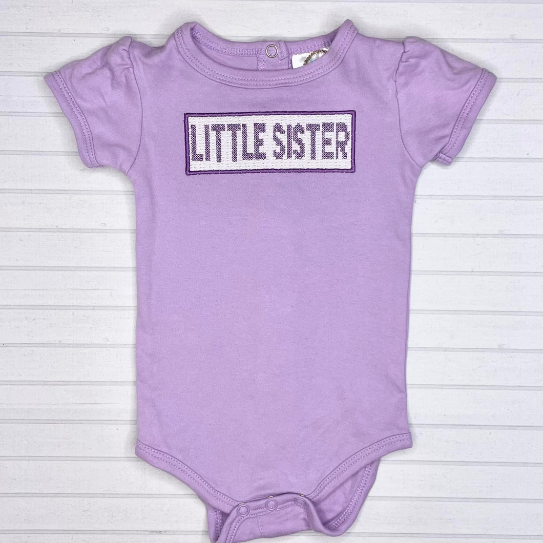 RTS IMPERFECT Faux Smock Little Sister Onesie / 0-3m