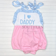 Load image into Gallery viewer, I Love Daddy Ruffle Tie Sunsuit
