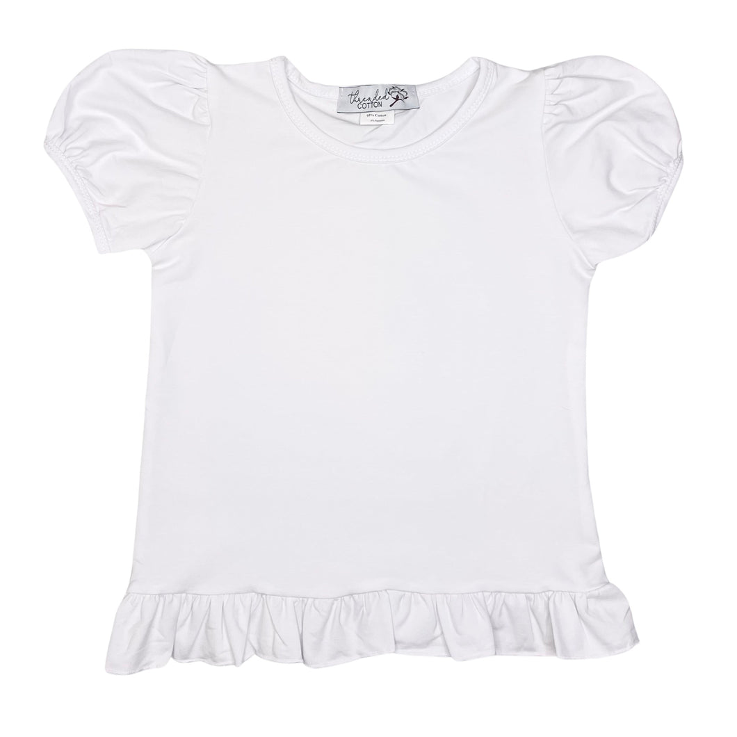 Simple Monogram Short Sleeve Ruffle Shirt